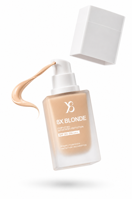 8X BLONDE Perfecting Sunscreen Protection SPF50+ PA++++ (กันแดดรองพื้นผิวลูกแก้ว)